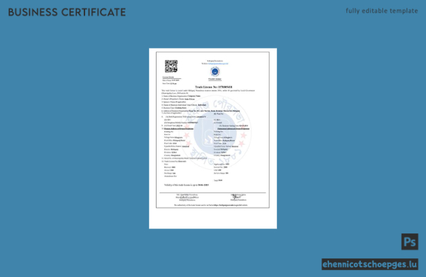 Beispiel-Word- und PDF-Vorschau der Handelslizenz Habiganj, Bangladesch